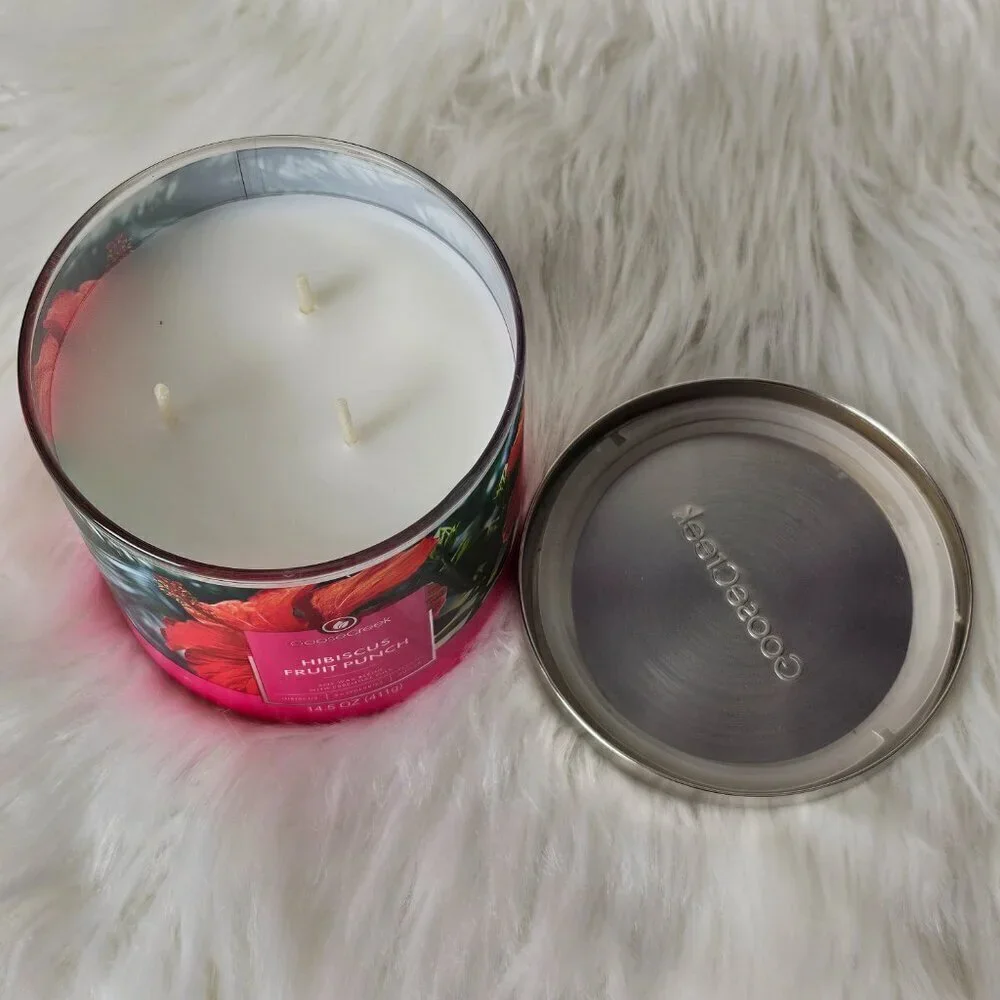 Goose Creek Hibiscus Fruit Punch Soy Wax Essential Oils Jar Candle NEW